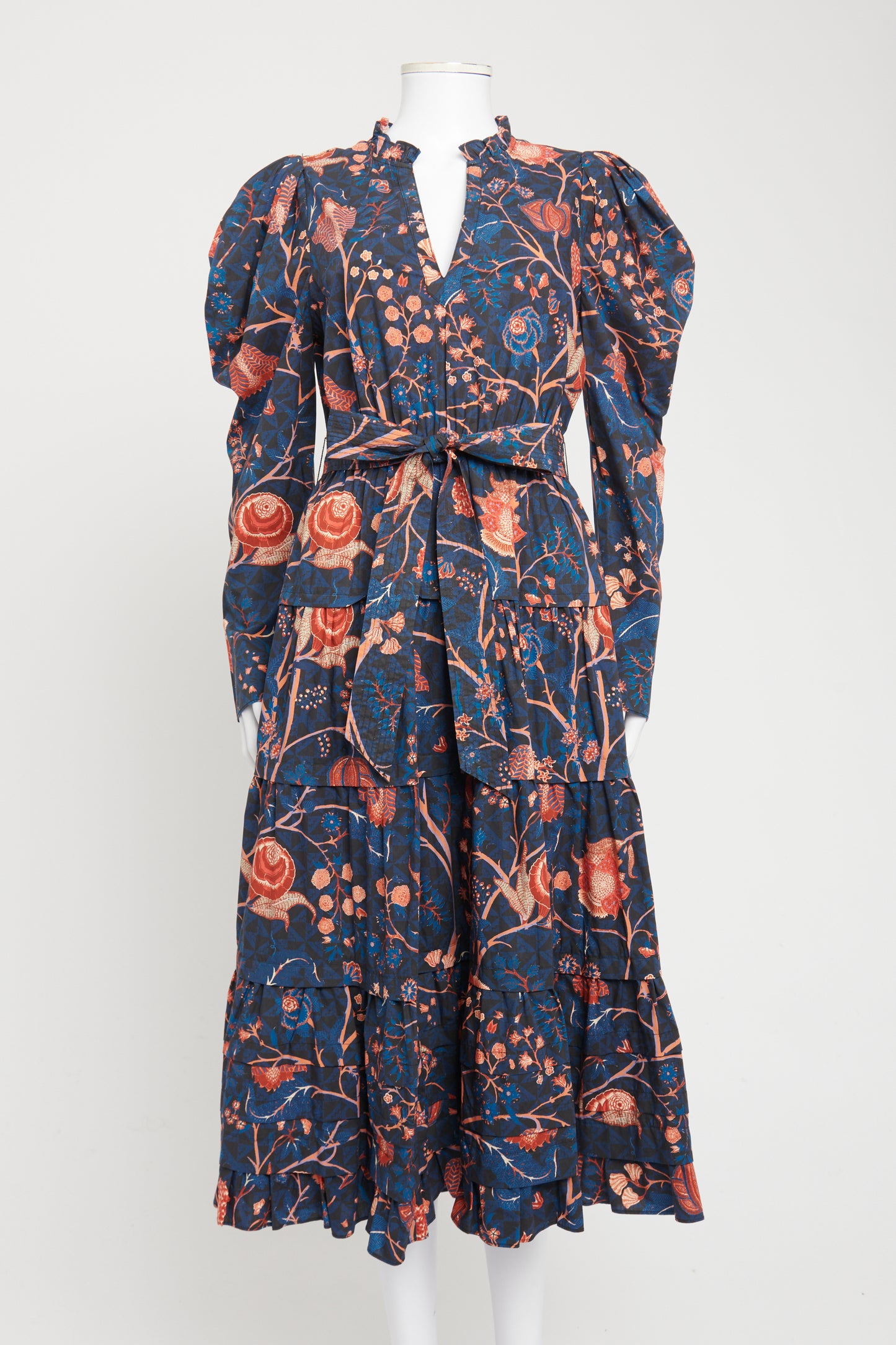 Blue Cotton Preowned Nanette Floral Midi Dress