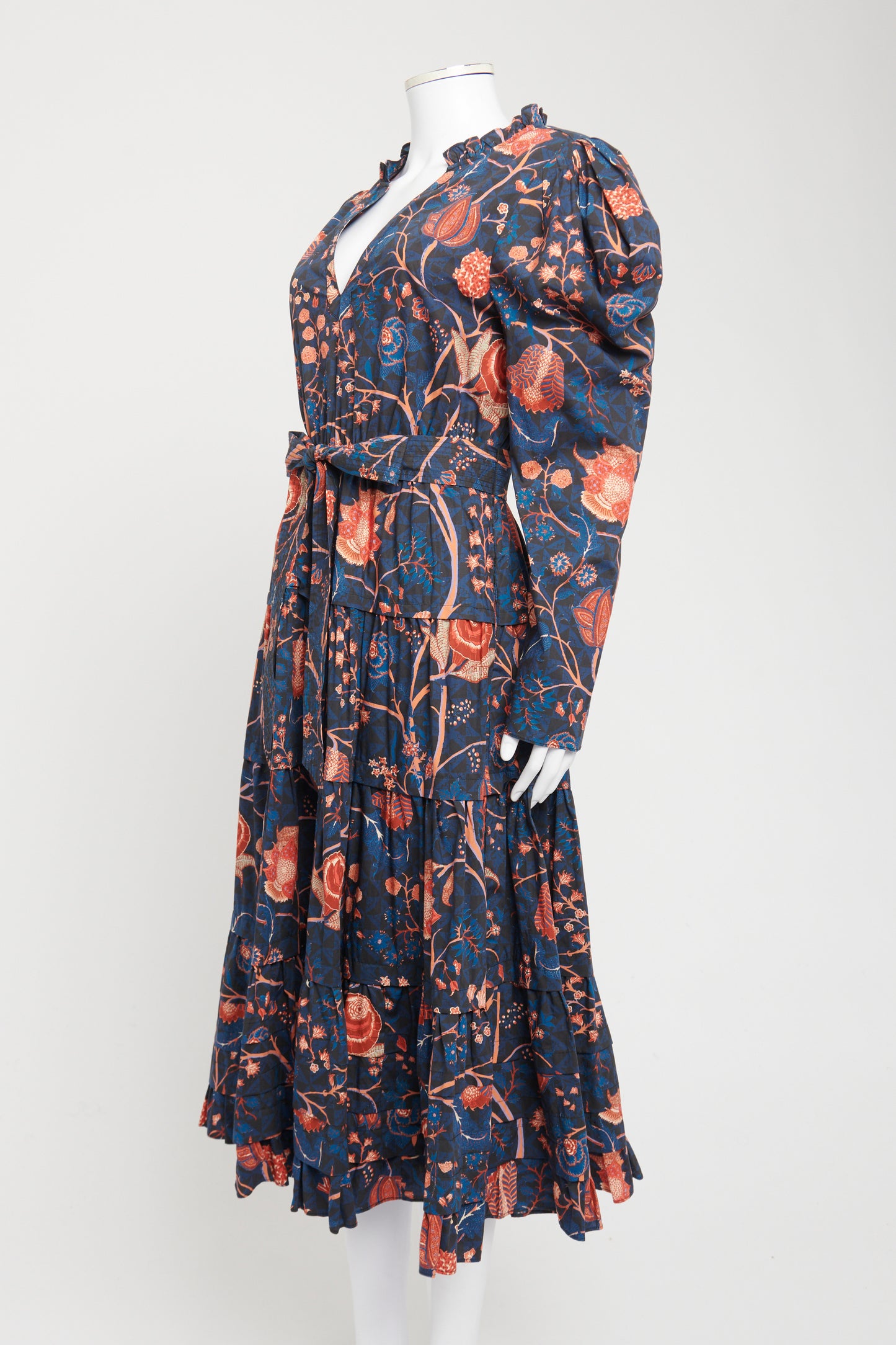 Blue Cotton Preowned Nanette Floral Midi Dress