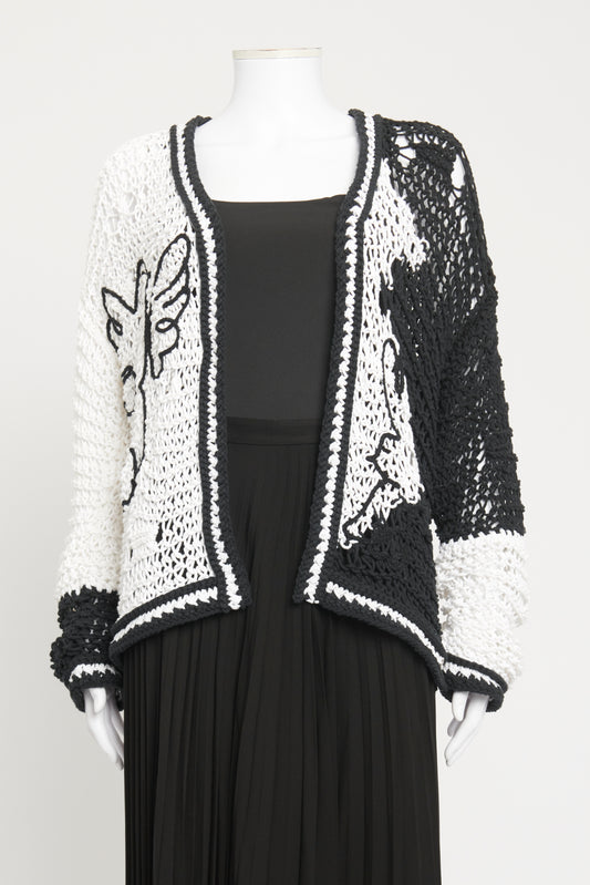 2022 Monochrome Cotton Preowned Chunky Knitted Cardigan