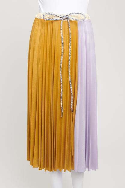 Multicoloured Polyester Preowned Pleated Midi Skirt