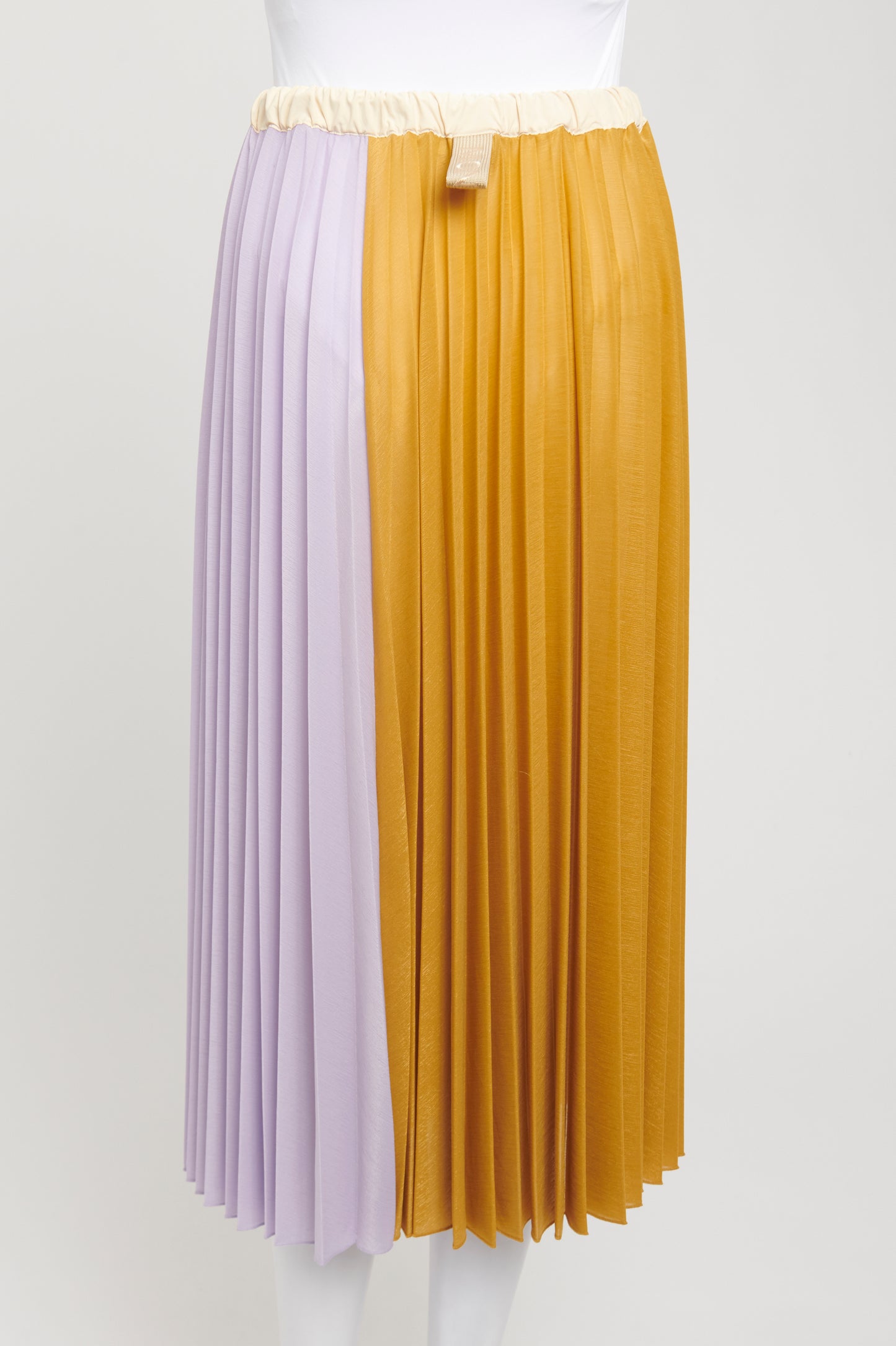 Multicoloured Polyester Preowned Pleated Midi Skirt