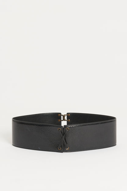2008 Black Patent Leather Preowned Lace Up Belt