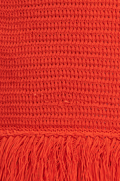 2021 Red Crochet Knitted Preowned Mini Skirt