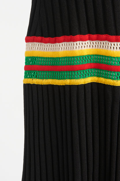 Black Ribbed Saint Ann Crochet Preowned Midi Skirt