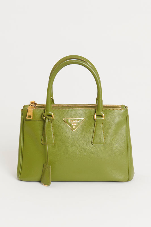 Green Galleria Leather Saffiano Double Zip Preowned Tote Bag