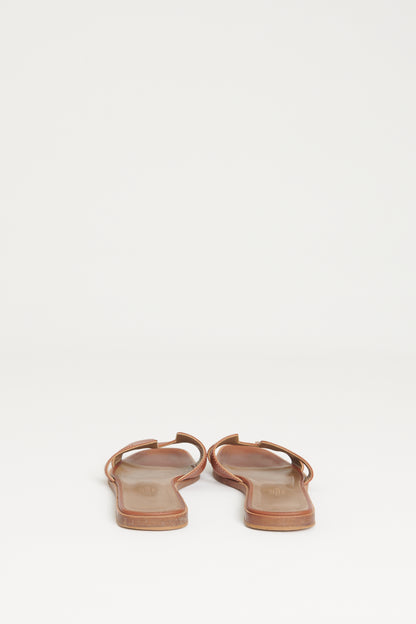 Brown Leather Preowned Oran Flat Sandals