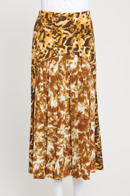 2018 Viscose Blend Preowned Animal Print Midi Skirt