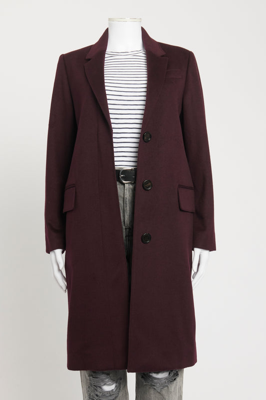Aubergine Cashmere Preowned Single Breasted Coat