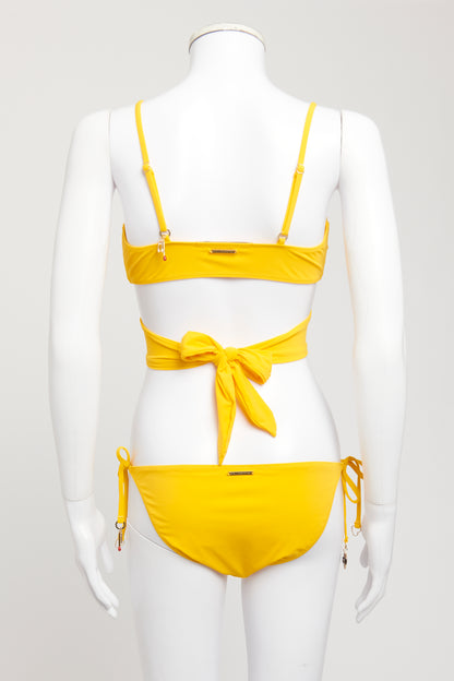 Marigold Yellow Nylon Preowned Tie Bikini