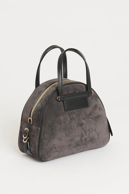 Slate Grey Suede Preowned Small Varenne Bowling Bag