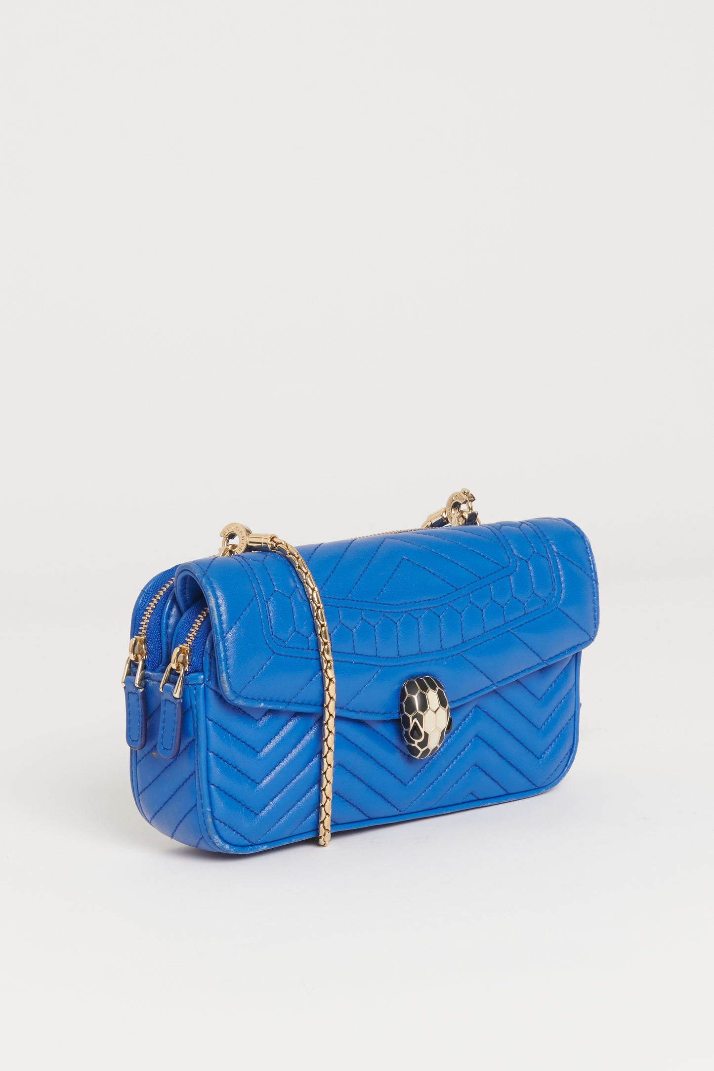 Blue Leather Preowned Serpenti Forever Belt Bag