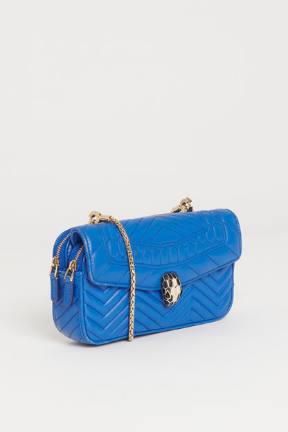 Blue Leather Preowned Serpenti Forever Belt Bag