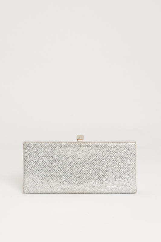 Silver Glitter Preowned Celeste Clutch Bag