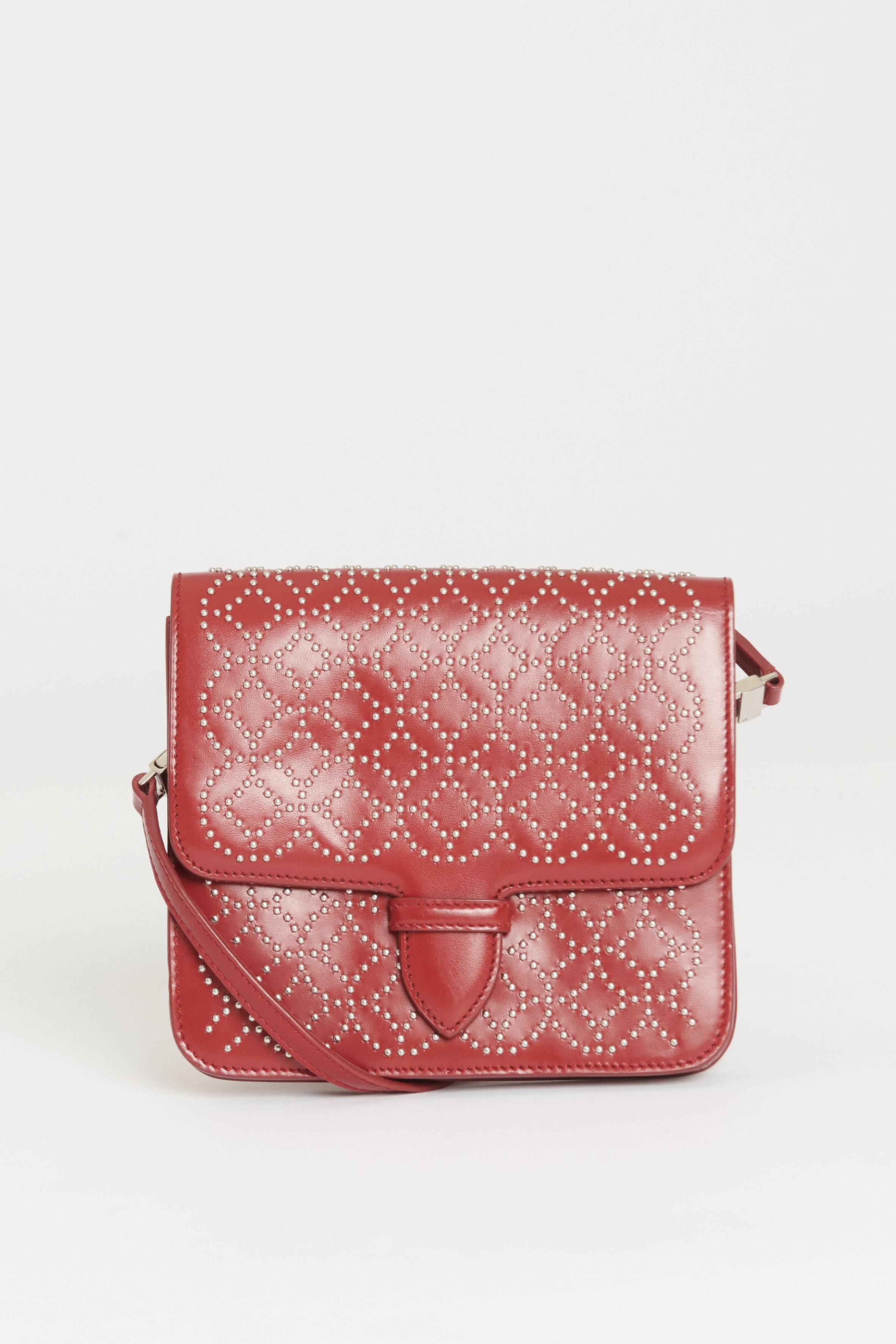 Red studded crossbody bag sale