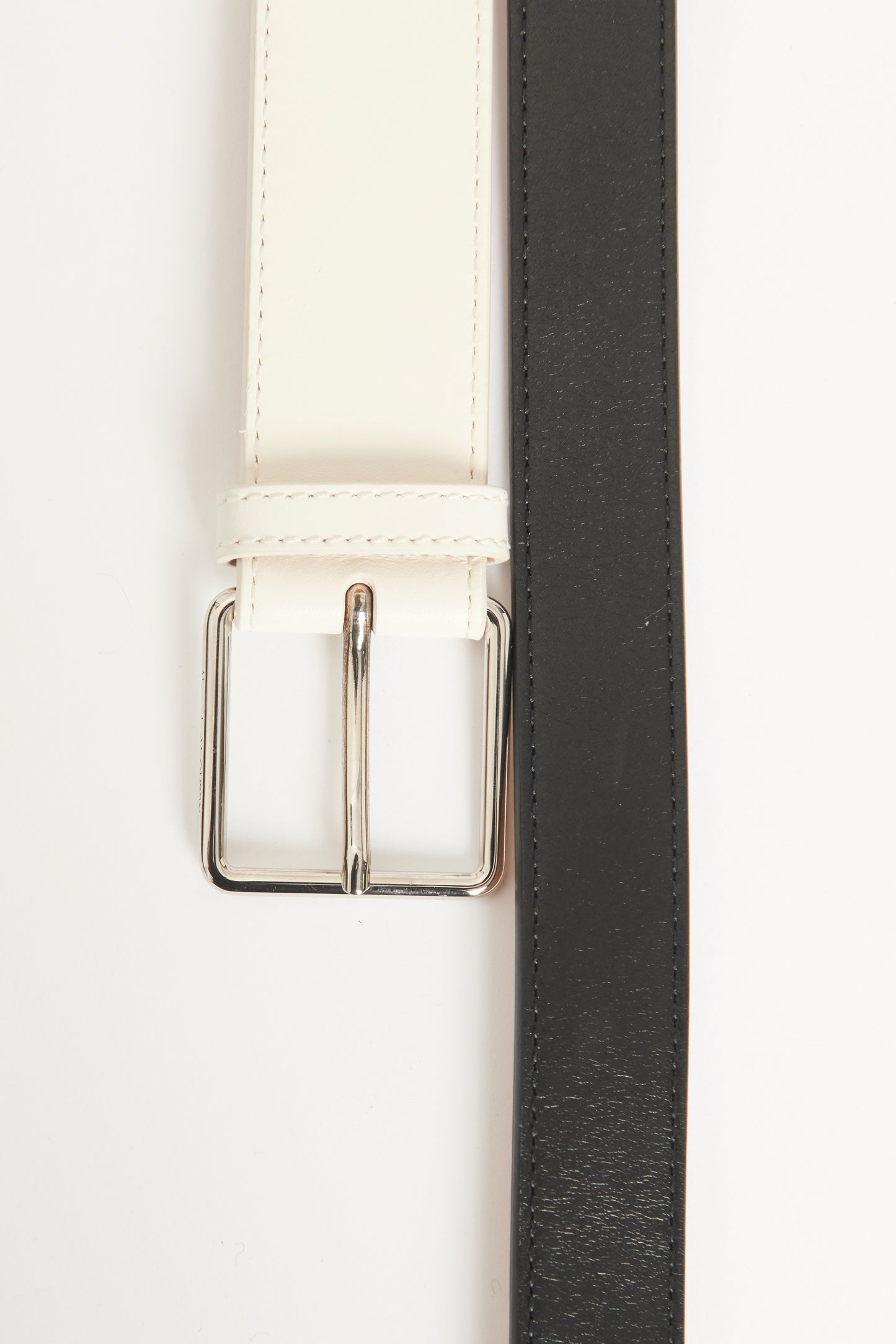Monochrome Leather Preowned Double Buckle Belt