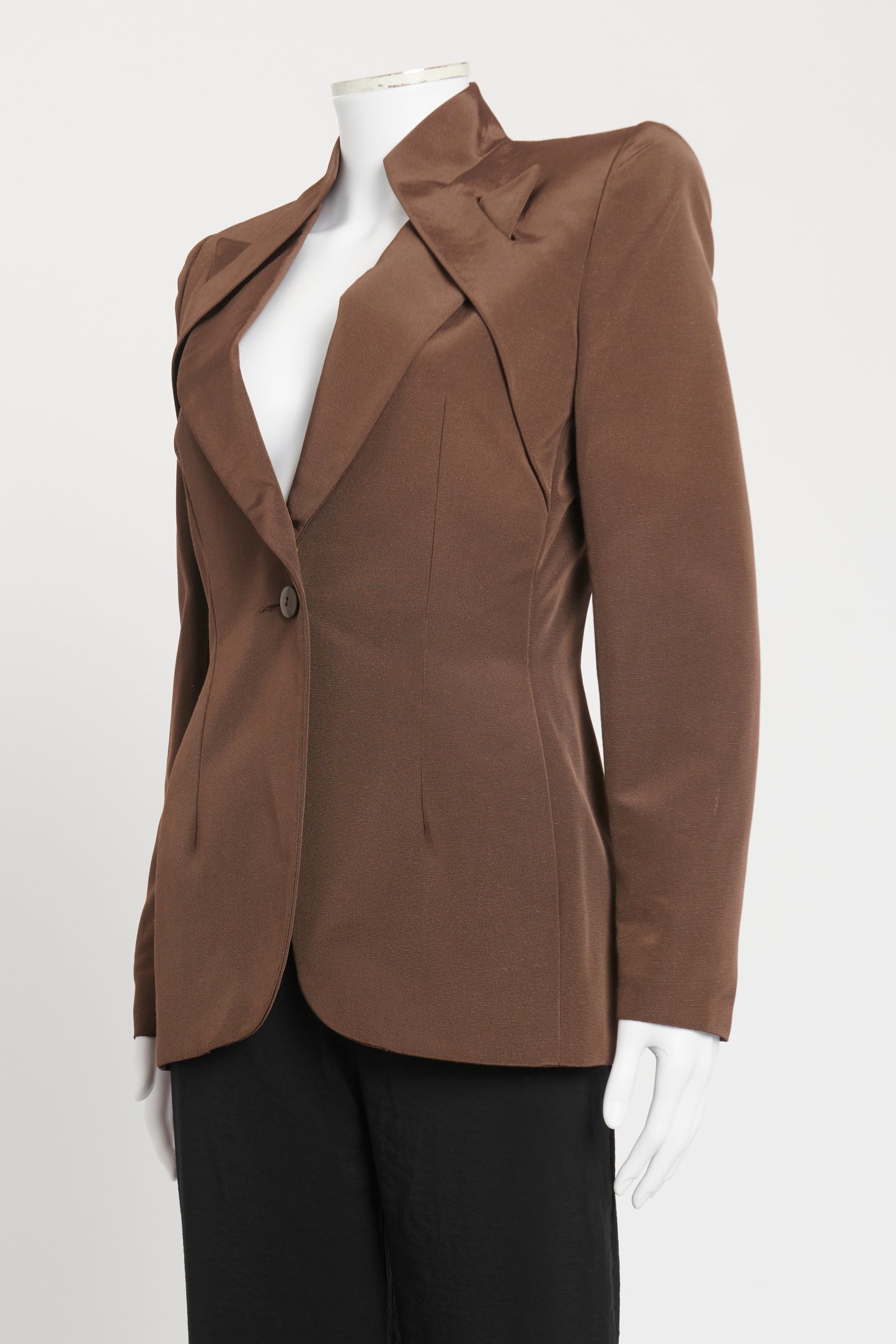 1998 Couture Brown Cotton Blend Tailored Preowned Blazer