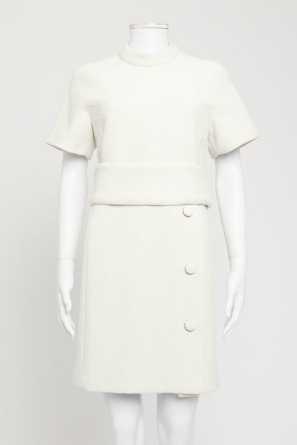 2013 White Viscose Blend Preowned Open Back Mini Dress