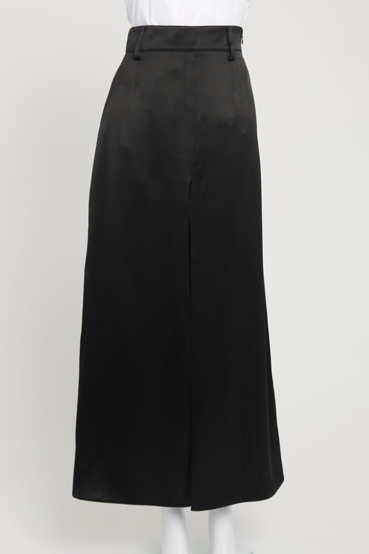 Black Satin Preowned Maxi Skirt