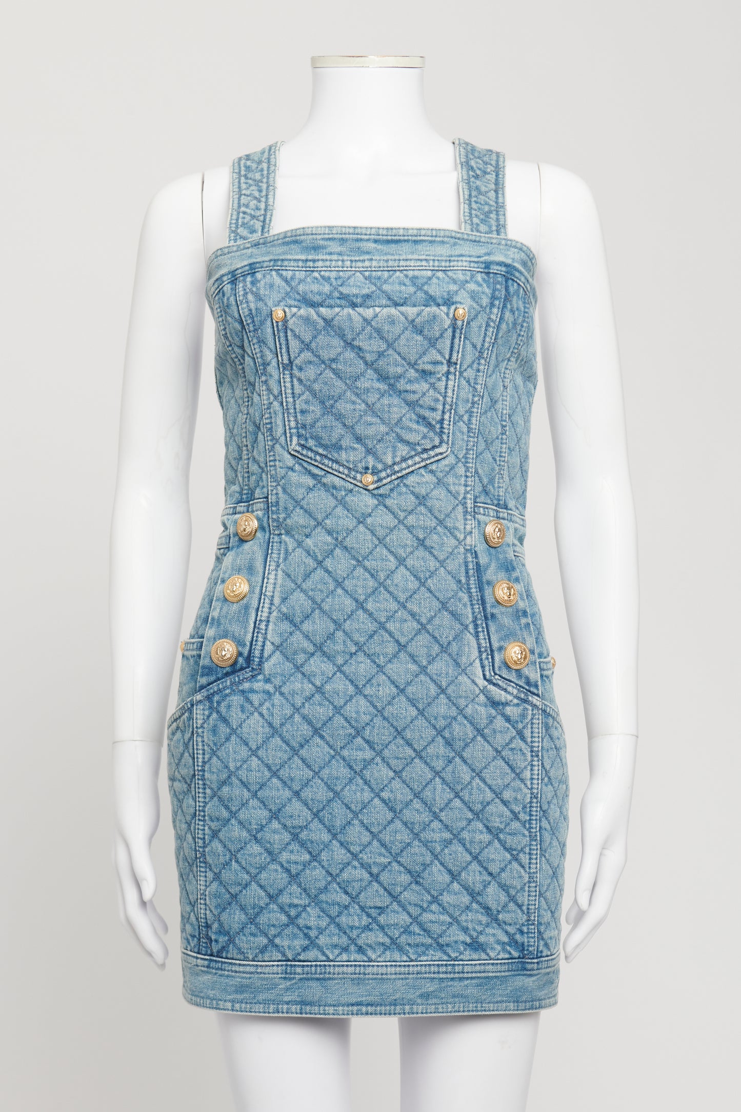 Blue Denim Preowned Quilted Mini Dress