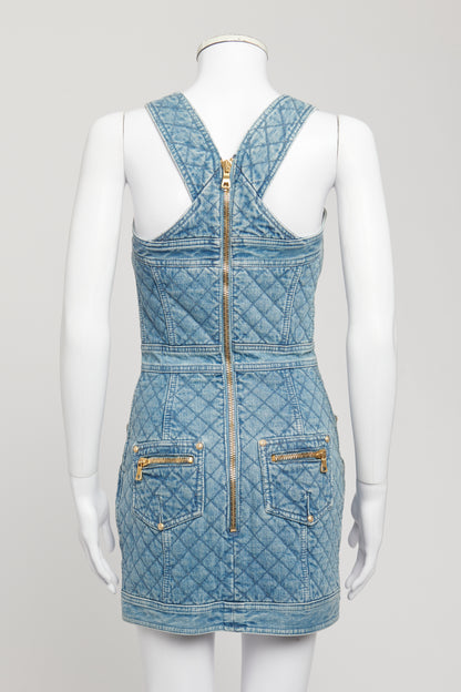 Blue Denim Preowned Quilted Mini Dress