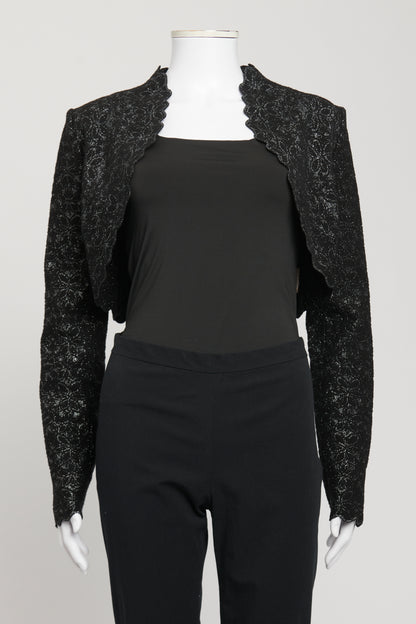 Black Viscose Blend Preowned Cropped Bolero