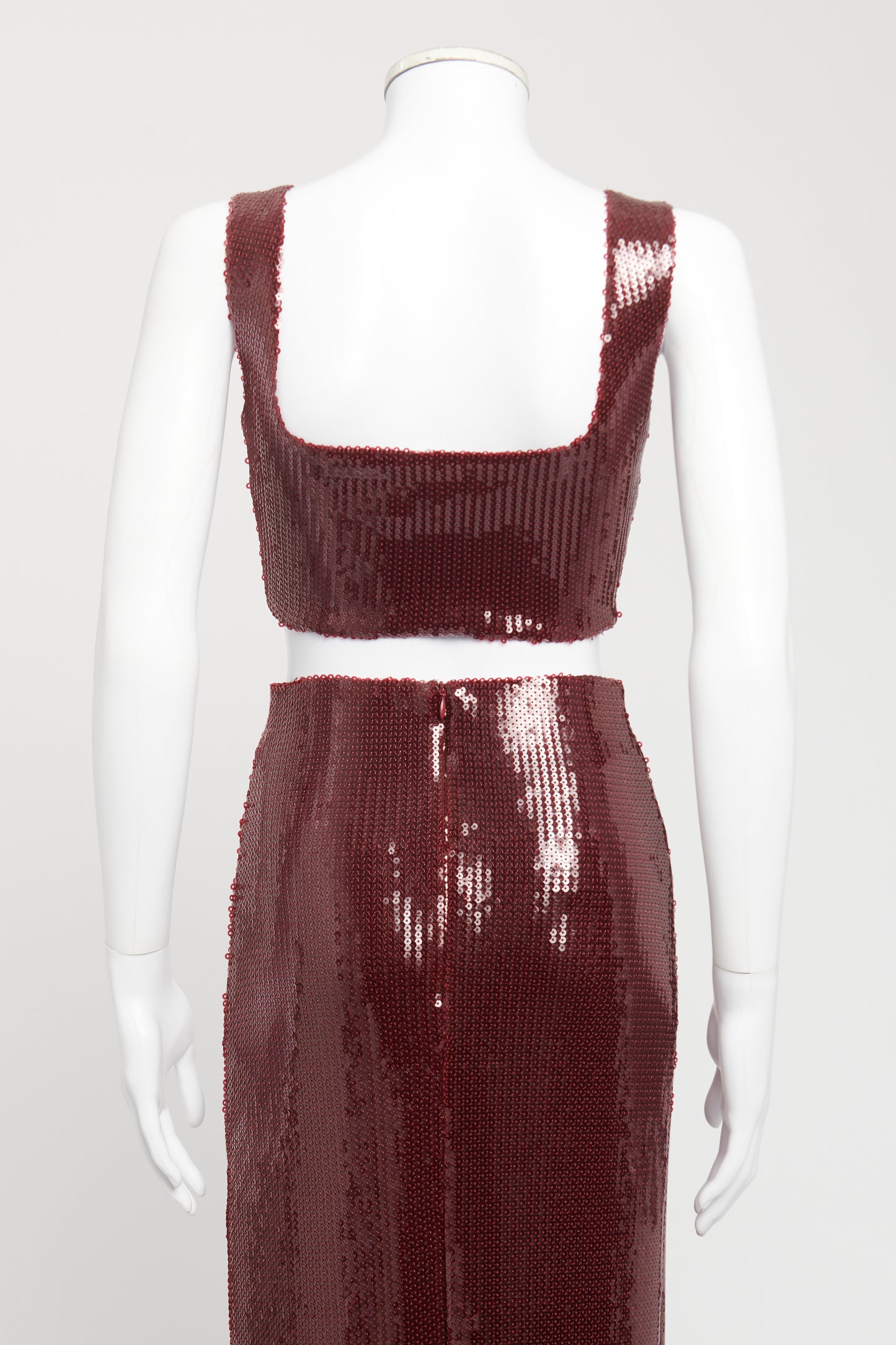 Burgundy Sequin Preowned Beating Heart Crop Top