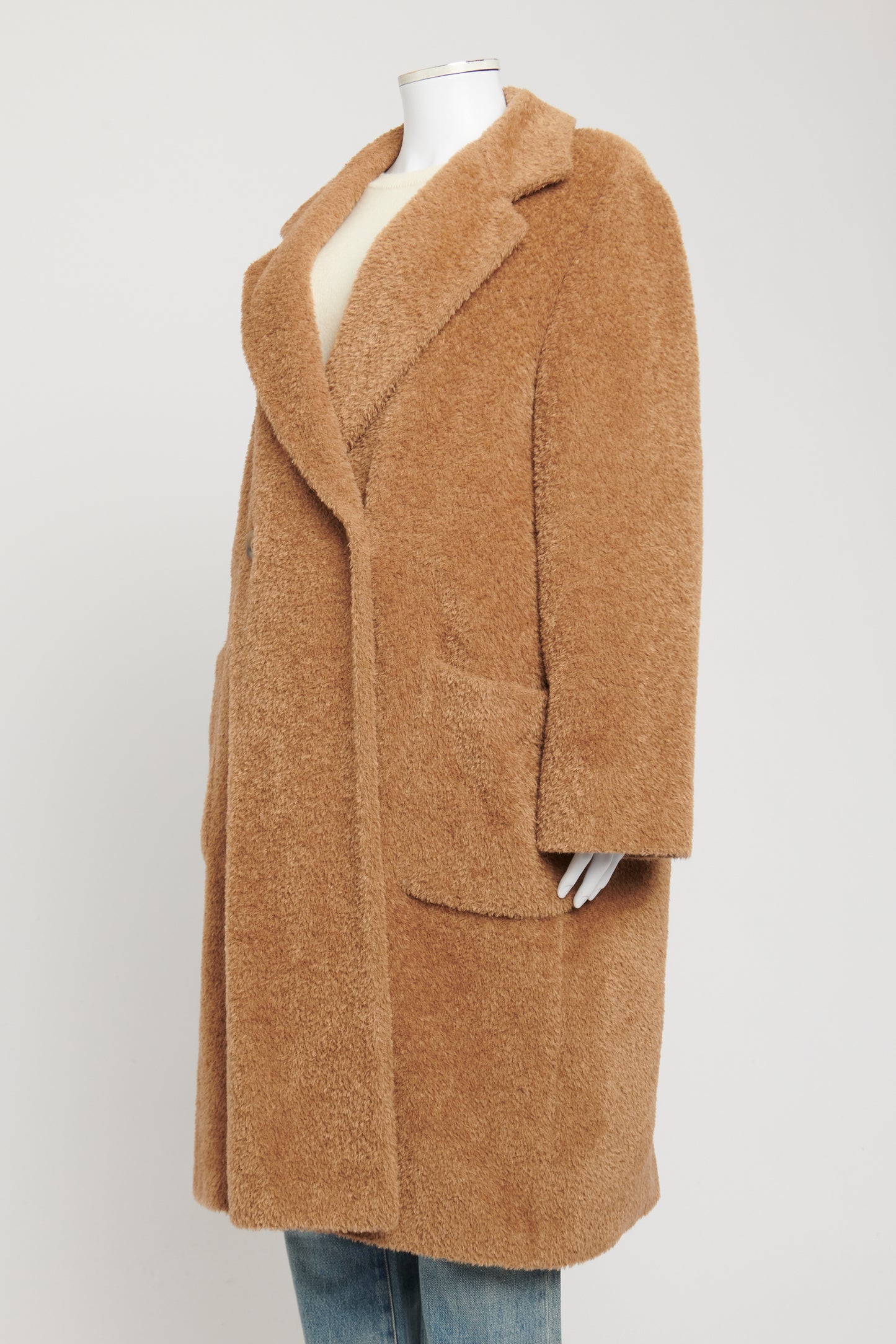 Beige Alpaca Blend Preowned Double Breasted Coat