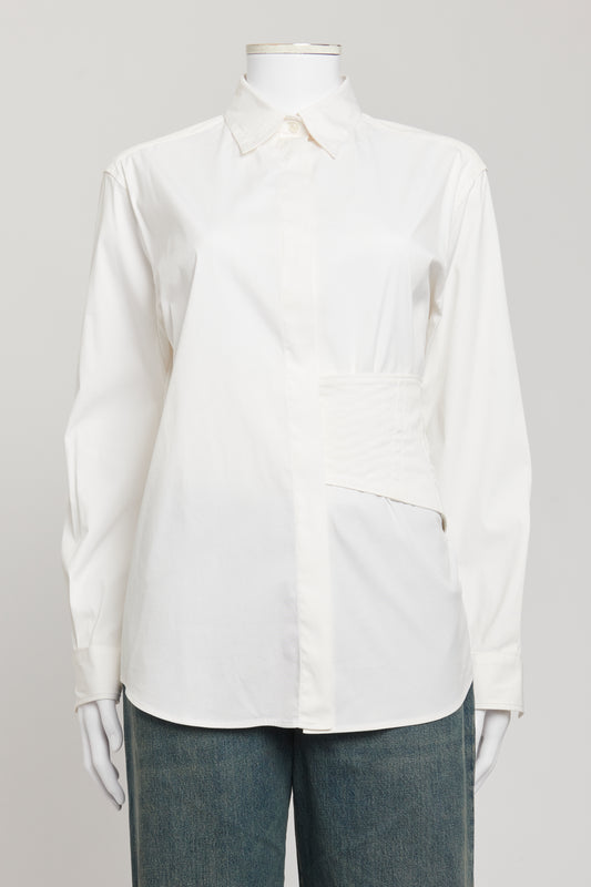 White Cotton Blend Preowned Button Up Shirt
