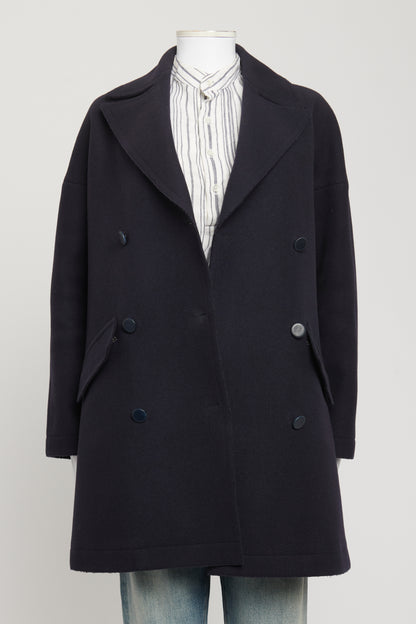 Navy Wool Preowned Double Breasted Pea Coat