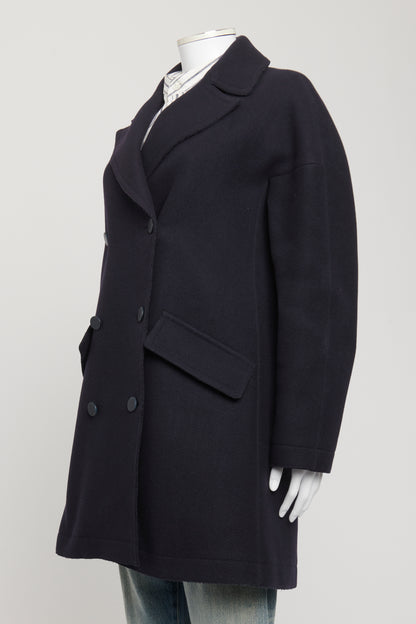 Navy Wool Preowned Double Breasted Pea Coat