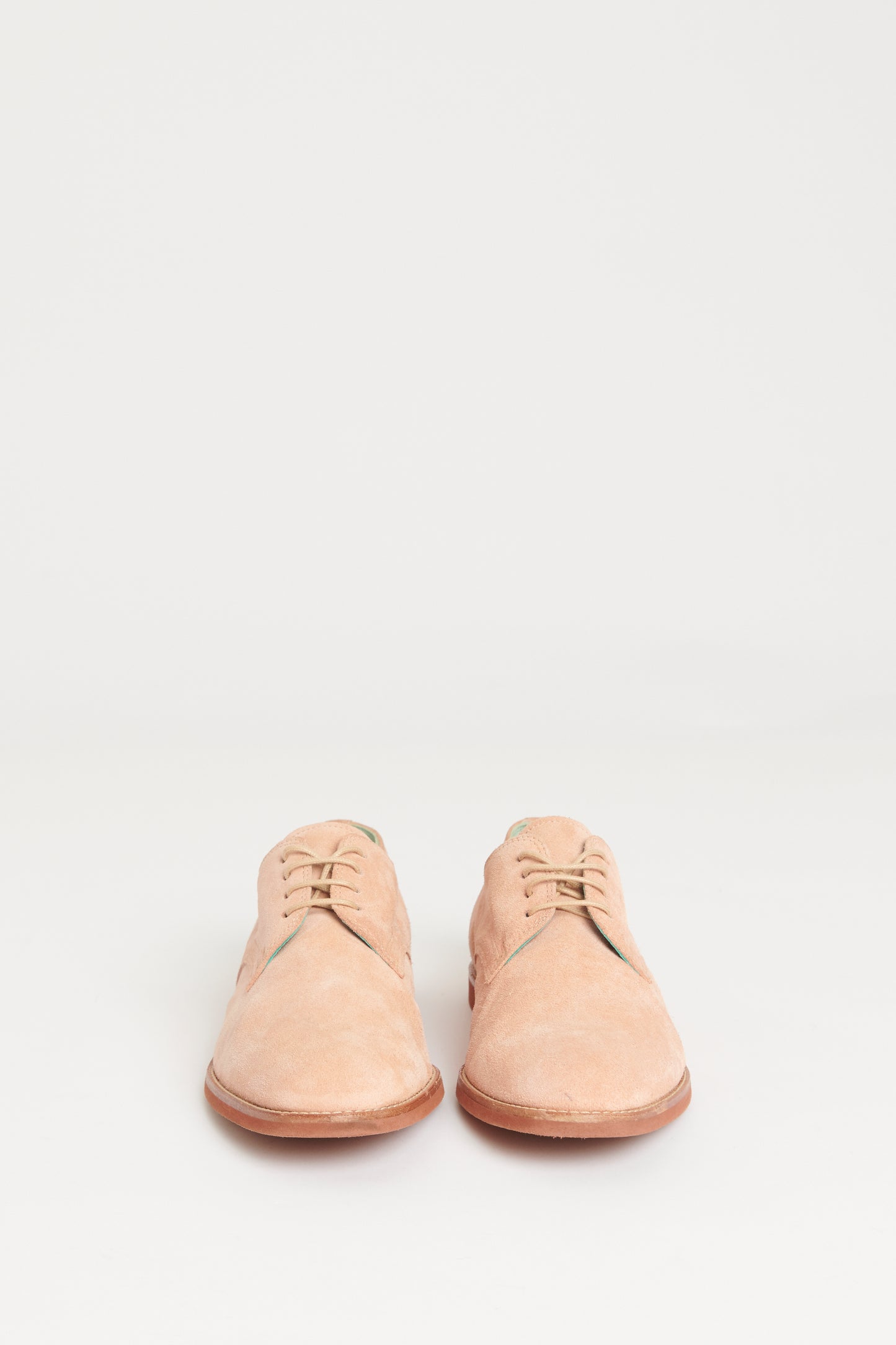 Salmon Pink Suede Preowned Bukka Joe Lace Up Oxfords