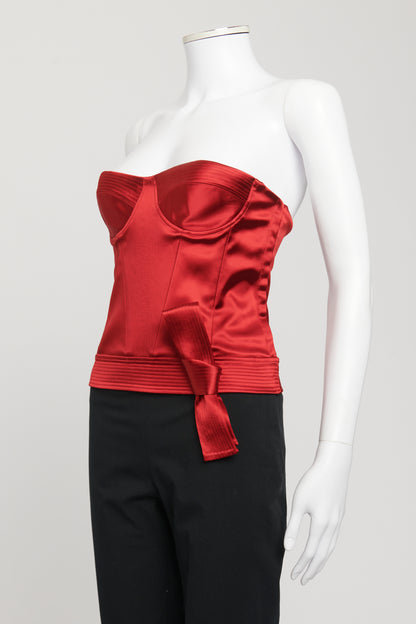 2000's Red Satin Preowned Bustier Top