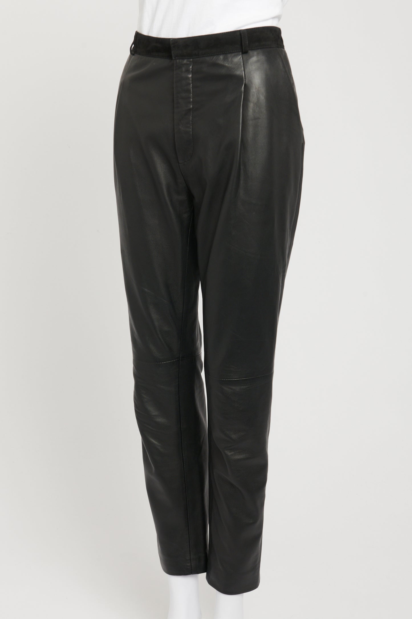 Black Nappa Leather Preowned Tessa Trousers