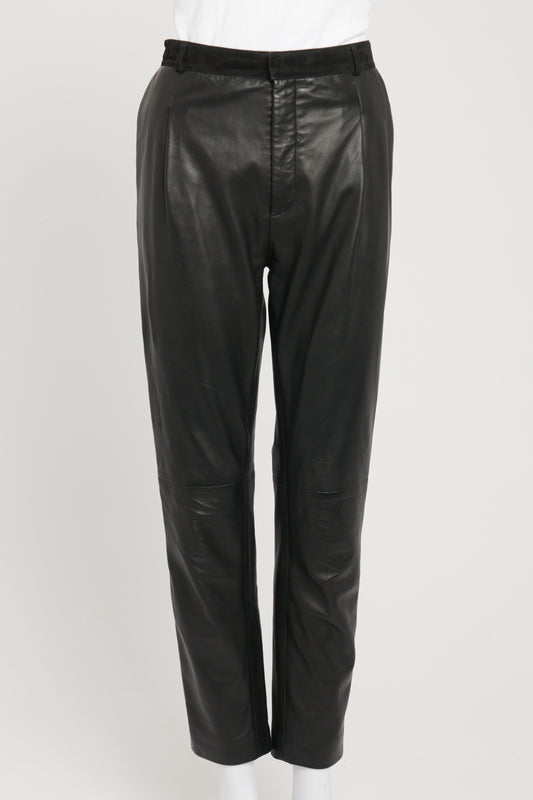 Black Nappa Leather Preowned Tessa Trousers