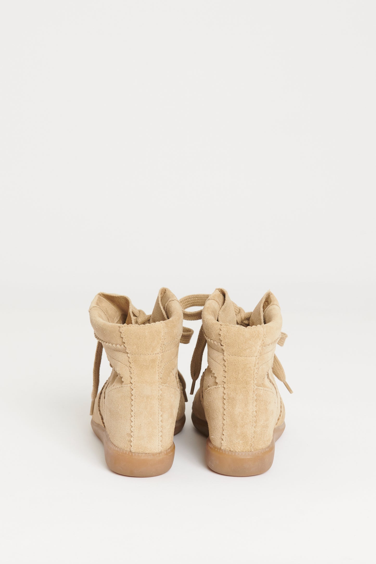 Beige Suede Preowned Bobby Wedge Trainers