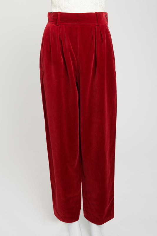 1980's Red Velvet Preowned Wide Leg Trousers