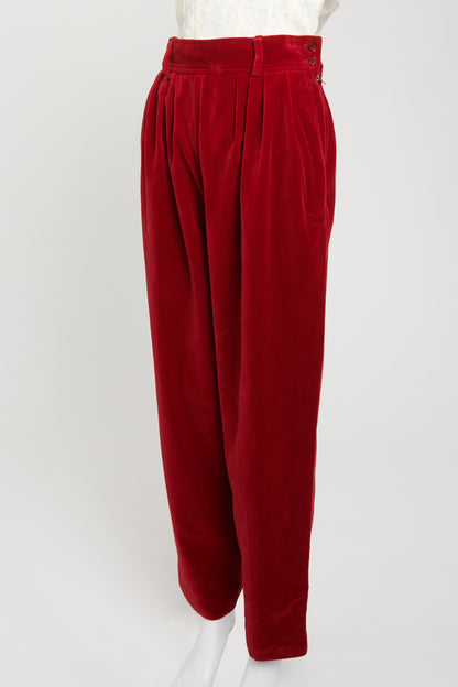 1980's Red Velvet Preowned Wide Leg Trousers