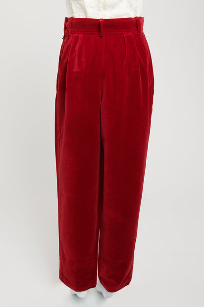 1980's Red Velvet Preowned Wide Leg Trousers