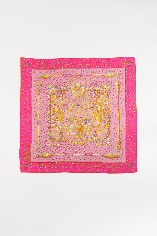 Pink Silk Twill Preowned Tresors Retrouves Annie Faivre 90 Scarf