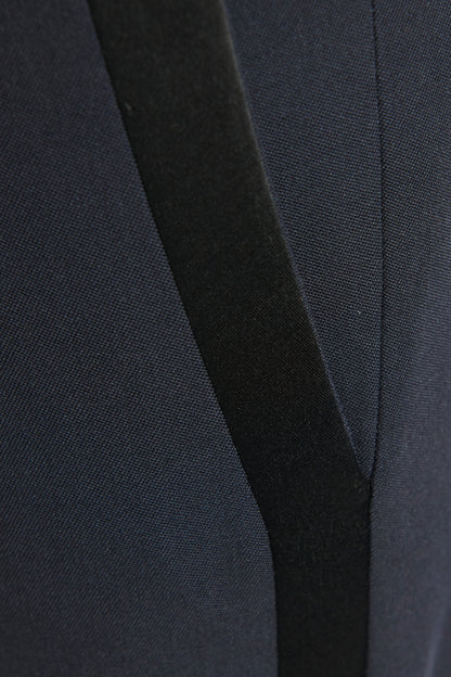 Navy Wool Preowned Single Breasted Satin Trim Suit
