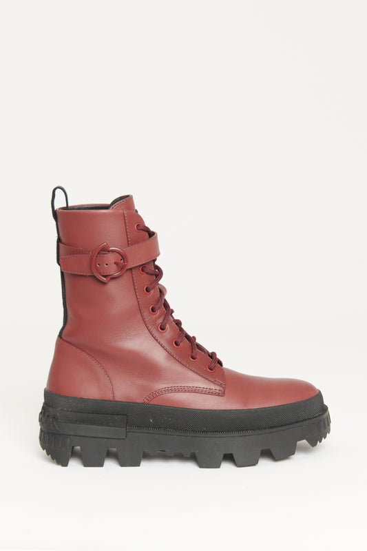 Burgundy Leather Preowned Carianne Lace Up Boots