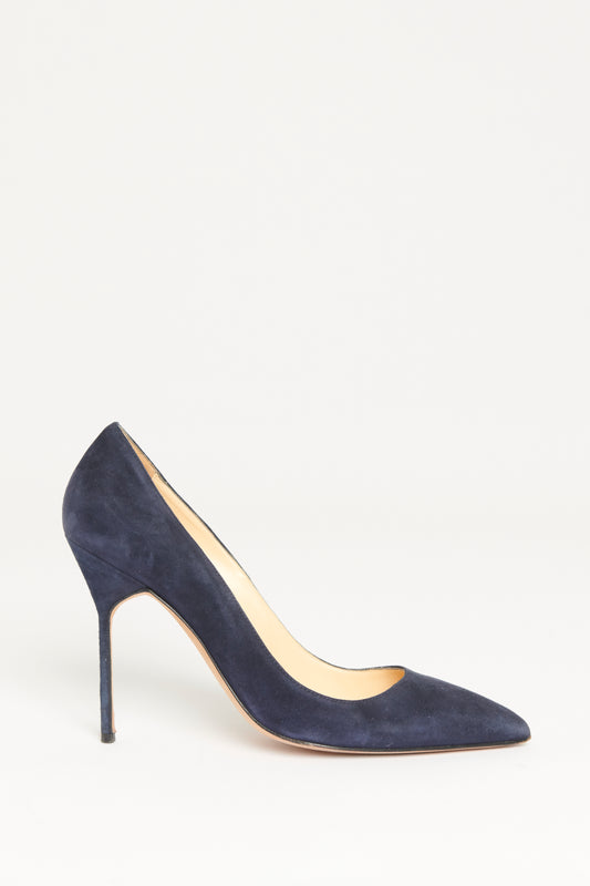 Navy Suede Preowned Pointed Toe Pumps