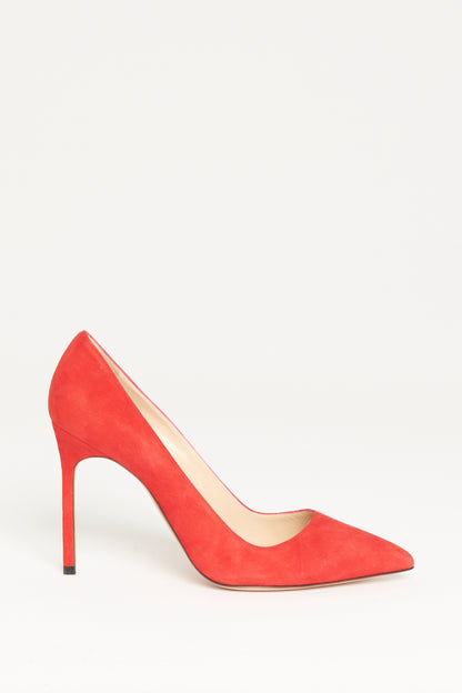 Red Suede Preowned BB Pointed Toe Pumps