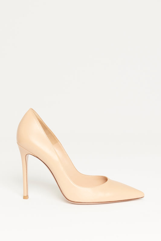 Beige Leather Preowned Gianvito 105 Pumps