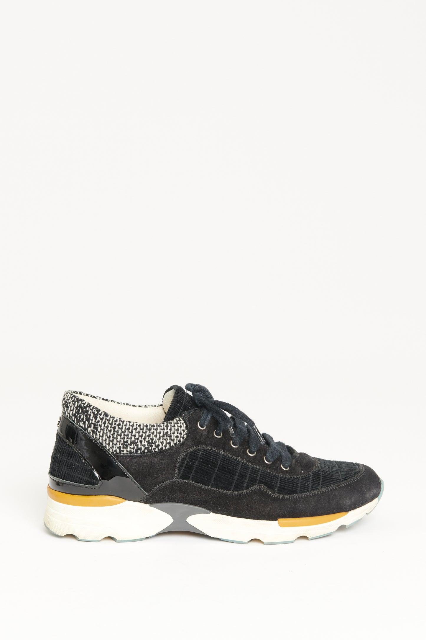 2014 Black Corduroy Preowned Lace Up Trainers