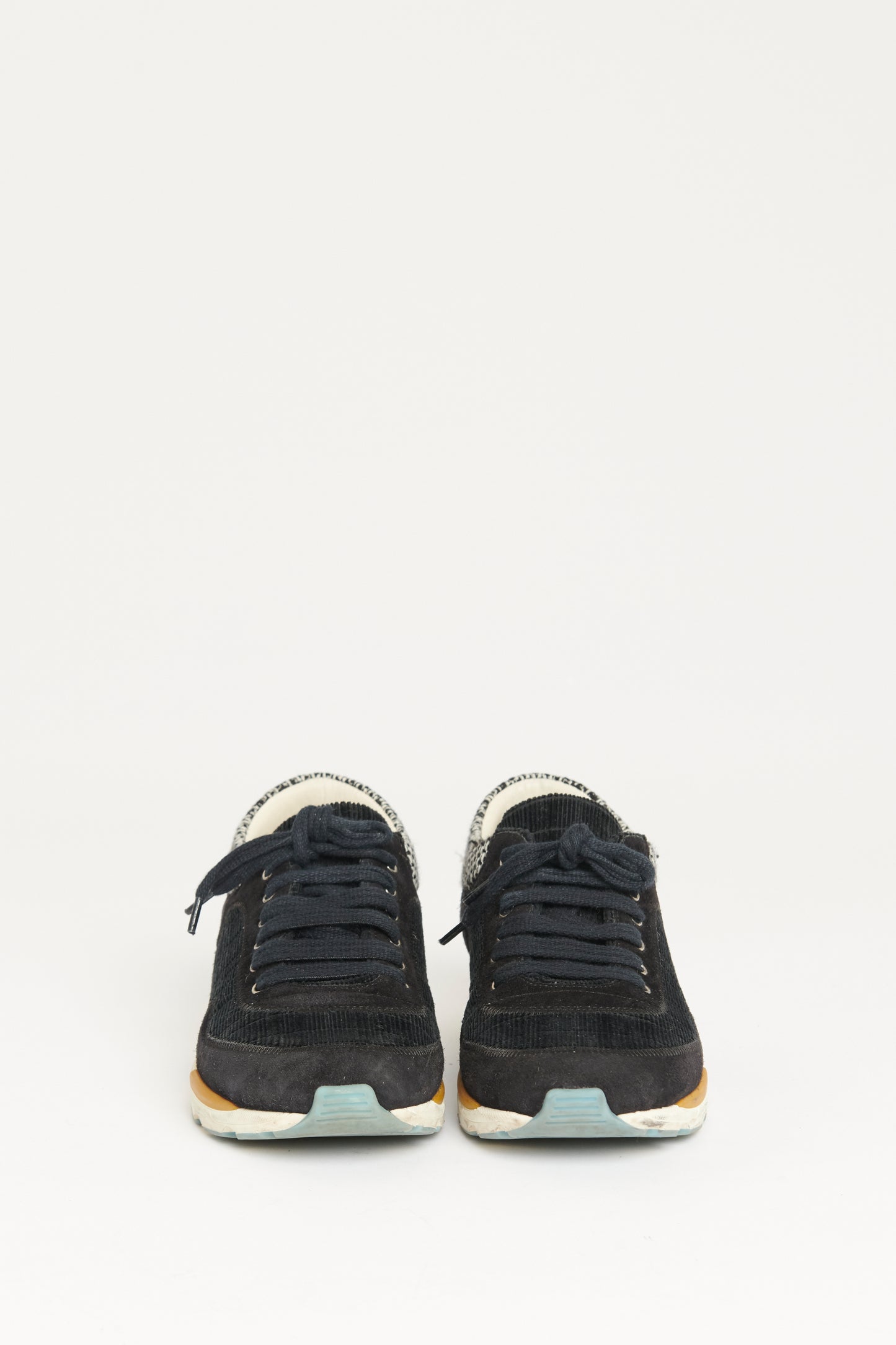 2014 Black Corduroy Preowned Lace Up Trainers