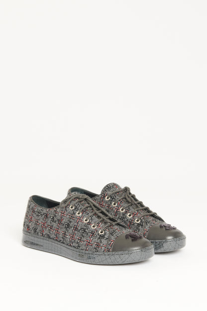 Grey Tweed Preowned Lace Up Trainers