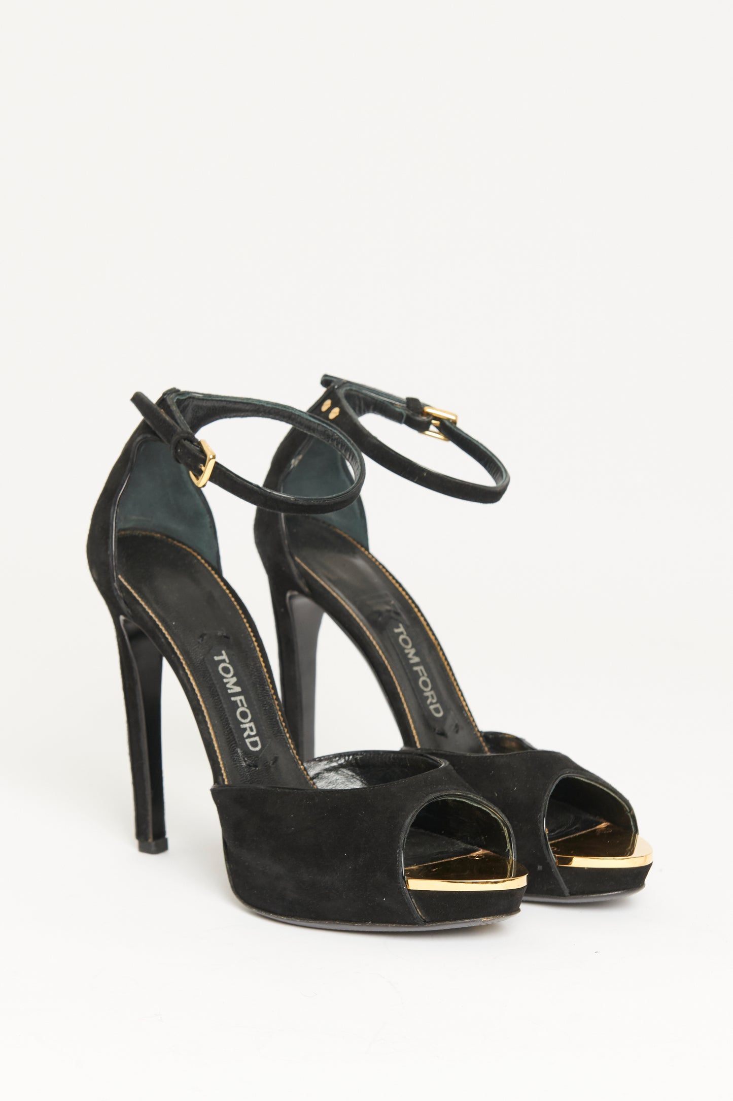 Black Suede Preowned Screw Platform Sandals