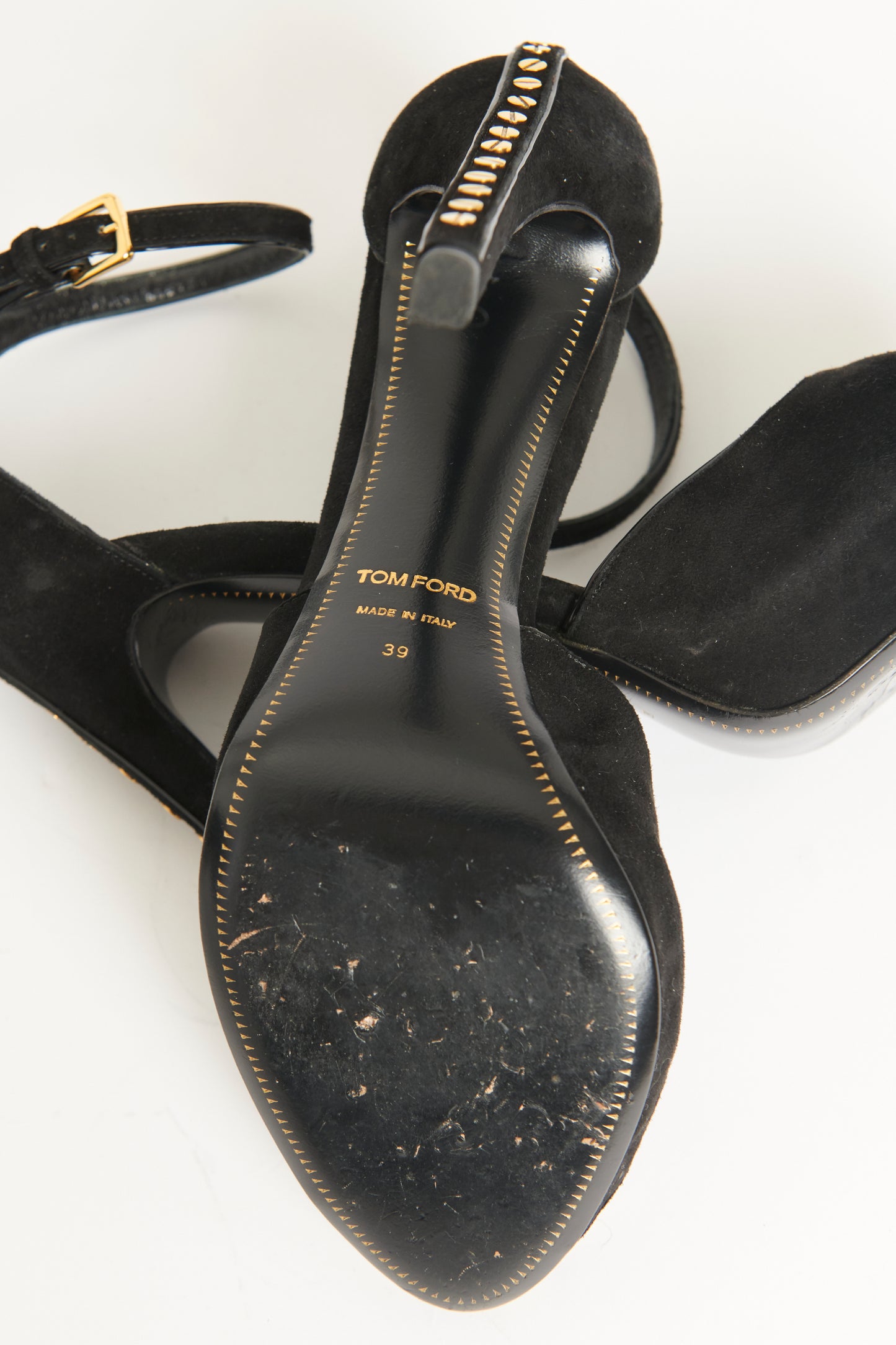 Black Suede Preowned Screw Platform Sandals