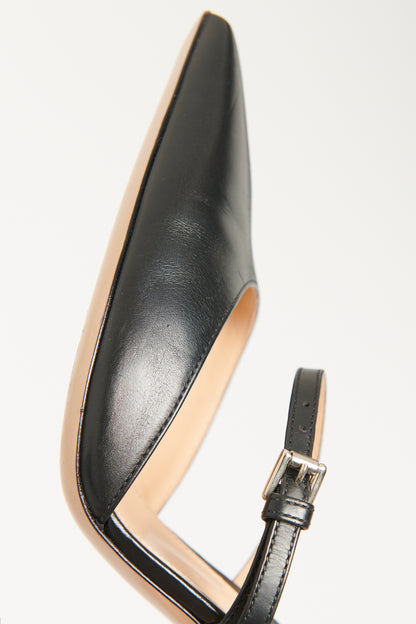Black Leather Preowned Carey Pointed Toe Pumps